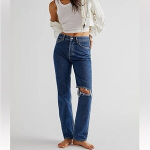 NWT Free People The Lasso Straight Leg Jeans in Sapphire size 30